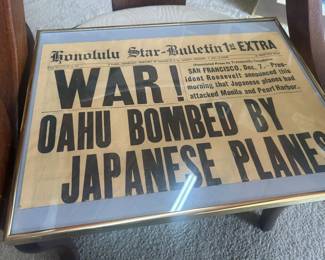 Rare December 7,1941 framed newspaper 
