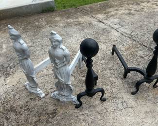 Two pair cast iron andirons
