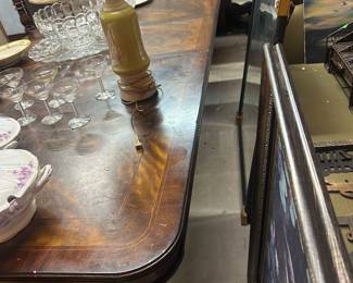 Two-pedestal dining table with large 18-inch leaf-- seats 10