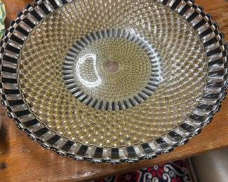 MOP inlaid cut glass centerpiece