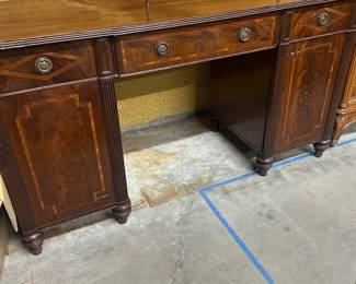Two-pedestal with brass rail