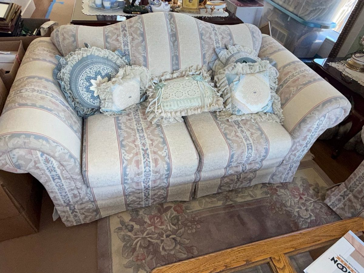 Ethan Allen Blue Floral Sofa