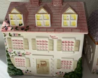 Pier 1 Hand-Painted Ceramic House Cookie Jar