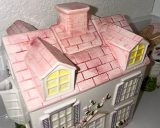 Pier 1 Hand-Painted Ceramic House Cookie Jar