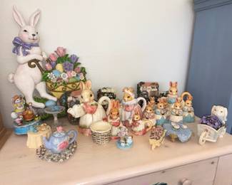 Collection of Ceramic Easter Bunny Figurines