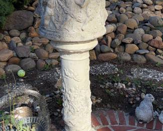 Vintage Cherub and Fluted Pedestal Planter