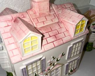 Pier 1 Hand-Painted Ceramic House Cookie Jar