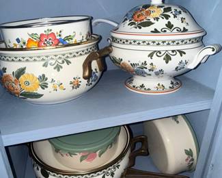 Vintage ASTA Enamelware Cookware Set with Floral Motif