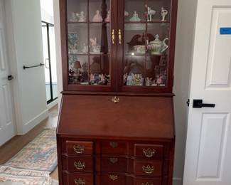 Jasper Cabinet Cherry Chippendale Style Secretary Desk with China Cabinet