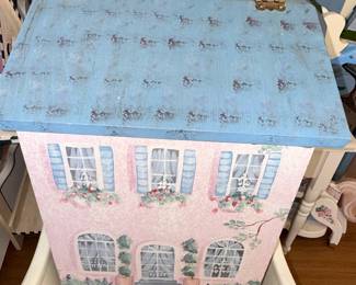 Hand-Painted Dollhouse Wooden Toy Chest