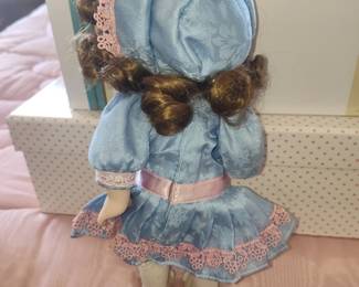 Victorian Style Porcelain Doll in Blue Dress