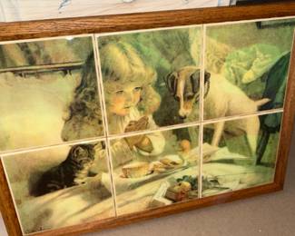 Framed Ceramic Tile Art Print - "Suspense" by Charles Burton Barber