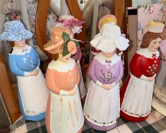Set of Four Vintage Ceramic Figurines of Women in Historical Dress