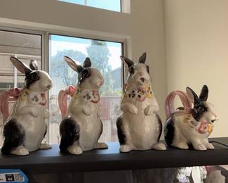 Fitz and Floyd Pansy Parade Bunny Pitchers