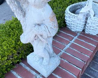 Vintage Cast Stone Cherub Garden Statue