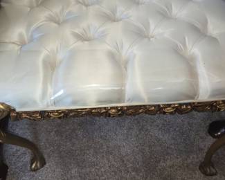 Louis XV Style Tufted Giltwood Bench Ottoman