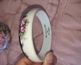 Hand-Painted Porcelain Bangle Bracelet