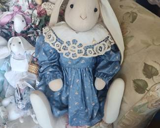 Vintage Prestige Toy Bunny Rabbit Doll in Floral Dress