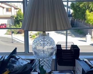 Waterford Crystal Table Lamp with Pleated Shade