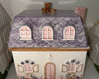 Pier 1 Hand-Painted Ceramic House Cookie Jar