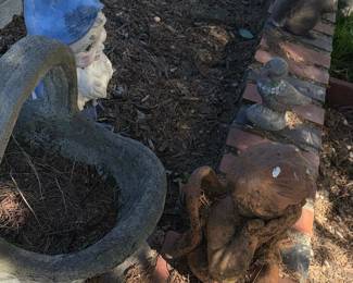 Collection of Garden Figurines: Two Squirrels and One Bird