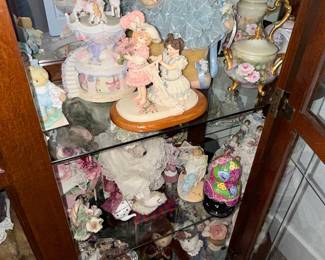 Assorted Collectible Figurines, Teddy Bears, and Porcelain Tea Set