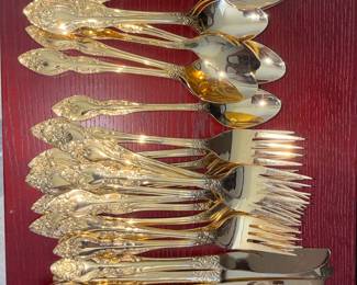 International Silver "Prelude" Pattern Gold Electroplate Flatware Set