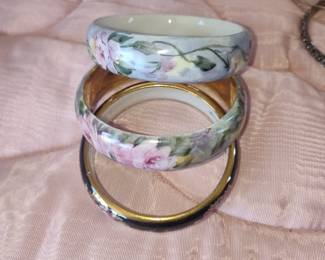 Hand-Painted Porcelain Bangle Bracelet