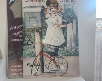 Domestic Sewing Machine Co. Advertising Sign with Bicycle and Mailbox
