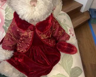 Russ Berrie Alexandra Teddy Bear with Red Velvet Outfit
