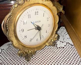 Matson 24K Gold Plated Electric Ormolu Rose Mantel Clock