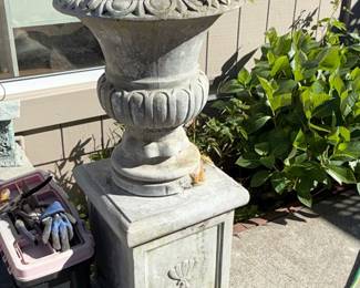 Large Concrete Urn Planter with Pedestal