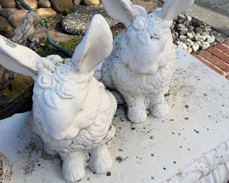 Vintage Concrete Garden Rabbits