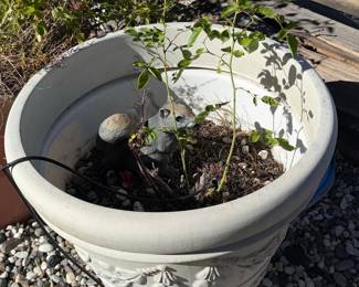 Decorative Stone Planter with Squirrel Figurine