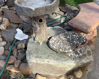 Concrete Tree Trunk Bird Bath and Planter