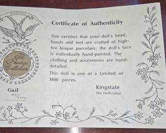 Kingstate The Prestige Collection "Gail" Porcelain Doll