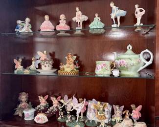 Collection of Porcelain Figurines (Ballerinas, Fairies) and Teapot