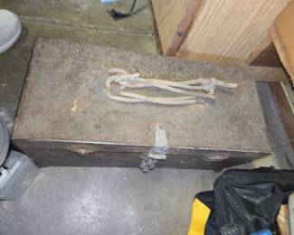 Vintage Metal Toolbox with Assorted Tools