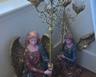 Angel Candelabra with Frosted Glass Shades