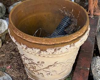 Terracotta Planter with Embossed Floral Design