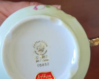 Lefton Heritage Green Hand Painted Tea Set