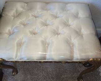 Louis XV Style Tufted Giltwood Bench Ottoman