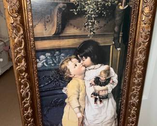 Maurice Ingres "Under the Mistletoe" Victorian Children Print