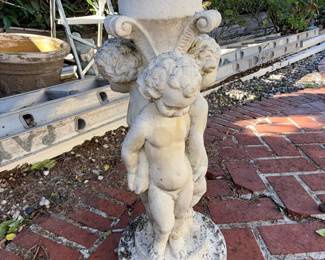 Cherub Fountain Pedestal with Birdbath Top