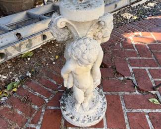 Cherub Fountain Pedestal with Birdbath Top