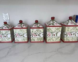 Capriware Floral Apple Top Ceramic Canister Set
