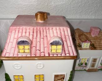 Pier 1 Hand-Painted Ceramic House Cookie Jar