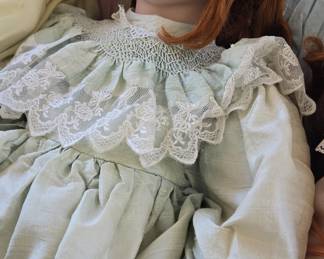 Porcelain Doll with Red Hair and Blue Dress