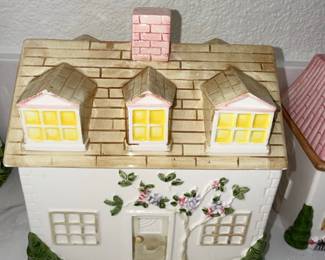 Pier 1 Hand-Painted Ceramic House Cookie Jar
