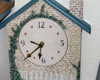Hand-Painted Cottage-Shaped Mantel Clock